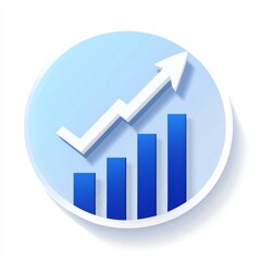 Aufkleber - Financial Growth Chart Illustration: Business Success & Positive Trend on Blue Circle