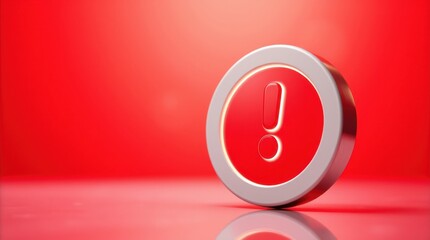 Poster - Red alert sign in 3D, representing an important warning on a vivid red background with copy space.
