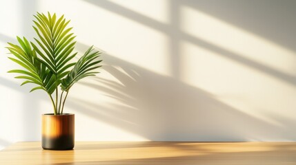 Poster - a vibrant green plant occupies a clean, minimalistic setting, symbolizing growth, life, and simplici