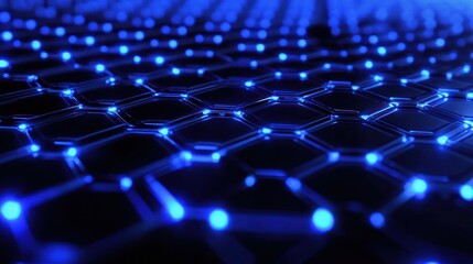 Poster - Abstract blue hexagonal network, glowing nodes, technology background, digital concept