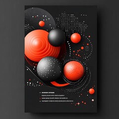 Poster - Abstract black and orange 3D spheres poster design