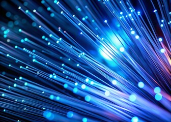Poster - Vibrant Blue Neon Fiber Optics: Abstract Generative AI Art