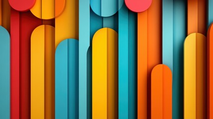 Poster - This vibrant abstract image features a colorful geometric design, showcasing a striking interplay of forms and shades, creating a sense of movement and energy.