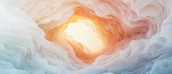 Poster - Illuminated abstract landscape digital art cave environment vibrant colors serene viewpoint