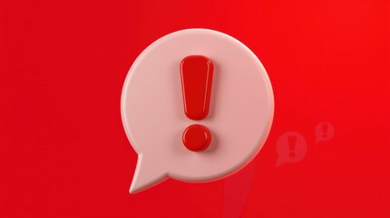 Poster - a stark visual alert: a red exclamation mark pulsates within a white speech bubble on a red backgrou