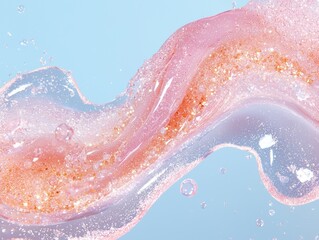 Poster - Flowing pink gel with glitter abstract art studio bright background dynamic movement