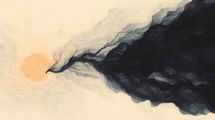 Poster - Mysterious silhouette of a branching tree against a rising sun nature art abstract calm atmosphere artistic perspective