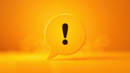 Poster - yellow speech bubble with a black exclamation point on a bright orange background suggesting a warni
