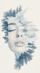 Poster - Surreal nature portrait ethereal environment digital art dreamlike viewpoint fusion of human and landscape