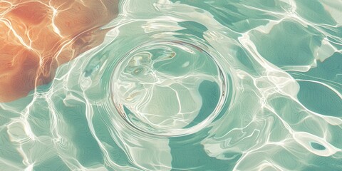 Poster - Bubbling water ripple effect swimming pool close-up serene environment top-down view tranquility concept