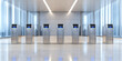 © A2Z AI  - Automated security gates stand in an expansive, modern lobby, equipped with digital interfaces, enhancing access control in a bright and professional setting.