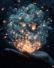 Poster - Magical energy burst dark studio digital artwork ethereal close-up fantasy concept