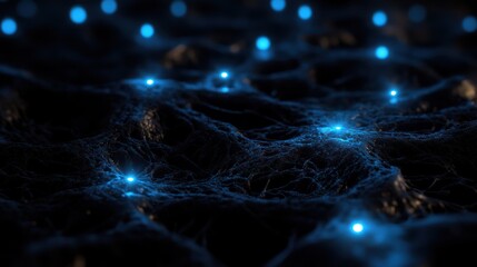 Poster - Glowing Network, Abstract Background, Dark Texture, Technology Concept