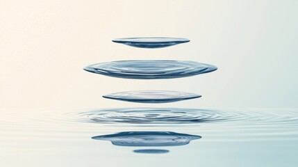 Poster - Ethereal water droplets cascading calm surface minimalistic close-up serenity