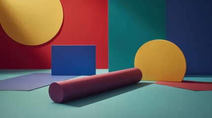 Poster - Minimalistic Studio Setup with Bold Colors and Shapes