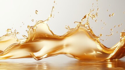 Poster - A captivating splash of golden liquid creates an elegant wave, showcasing the beauty of movement and the dynamic nature of liquid in a minimalist setting.