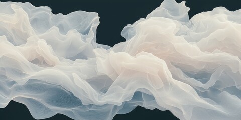 Poster - Flowing white fabric movement abstract art space digital artwork minimalist environment aerial view conceptual design
