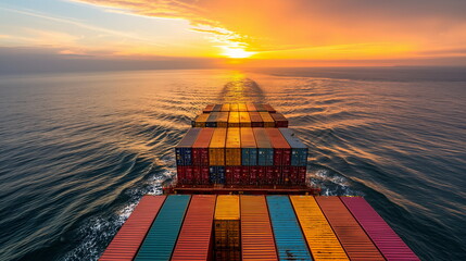 Wall Mural - a container ship a giant vessel loaded with thousa_007