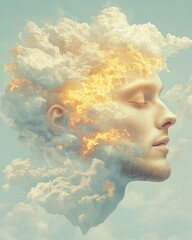 Poster - Ethereal transformation of mind and soul abstract art digital medium surreal environment side view conceptual exploration