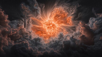 Poster - Cosmic explosion event outer space digital art nebula dramatic perspective celestial phenomenon