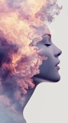 Poster - Ethereal woman silhouette dreamy atmosphere digital art surreal environment profile view creative concept