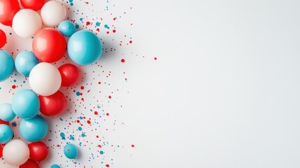 Poster - This image features a vibrant arrangement of colored balloons and splashes that create a festive and cheerful atmosphere, perfect for celebrations and parties.