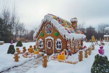 Poster - Snow-covered gingerbread house