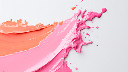 Poster - Colorful paint swirls and splatters on a clean white background create an abstract display of texture and vibrant colors.