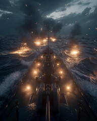 Wall Mural - The cruiser is in night combat mode roaring volley_002
