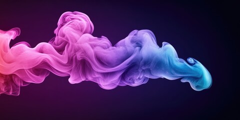 Aufkleber - Swirling smoke cloud with colorful gradient and particles on a dark background