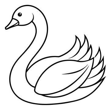 Simple Swan One-Line Vector Drawing