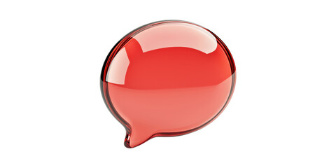 Poster - Red speech bubble icon with glossy finish isolated on transparent background