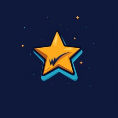 Poster - A vibrant orange star symbol against a dark blue background, radiating a whimsical and cheerful vibe.