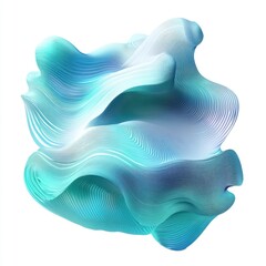 Poster - Abstract wave sculpture in soothing shades of blue and aqua, creating a tranquil visual experience.