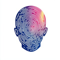 Poster - Abstract design of a human head made from a colorful fingerprint pattern, evoking themes of identity and uniqueness.