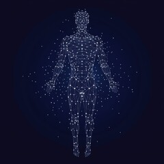 Poster - An abstract representation of a human figure composed of interconnected dots and lines, symbolizing connection.