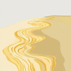Poster - Abstract illustration of a winding river through sandy terrain in warm tones, creating a serene atmosphere.