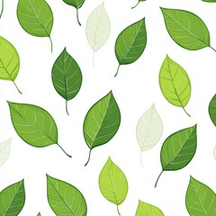 Poster - A vibrant pattern of various green leaves against a white background, showcasing nature's beauty.
