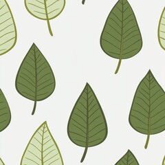 Poster - A pattern of green leaves on a light background, creating a fresh and natural vibe for design projects.