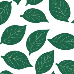 Poster - Pattern of lush green leaves on a white background, perfect for nature-inspired designs.