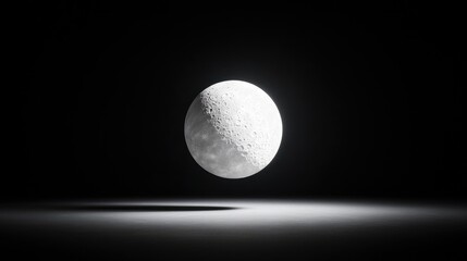 Wall Mural - illuminated moon, dark space background, science concept