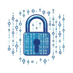 Poster - A digital padlock symbol with binary code patterns, representing cybersecurity and data protection.
