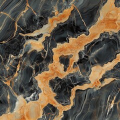 Poster - Abstract Black Marble with Golden Veins - Natural Stone Texture for Luxurious Interior Design Projects