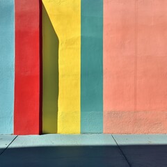 Poster - Colorful Street Art Mural: A Vibrant Display of Colors and Shadow Play in Urban Space