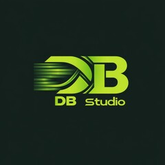 Poster - Dynamic Green DB Studio Logo with Modern Lines & Bold Typography on Dark Background.