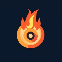 Poster - A vibrant graphic of a flaming circle, blending orange and yellow hues against a dark background.