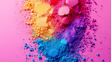 Aufkleber - Vibrant colorful powder pigment texture background image red art dye blue pink paint style purple
