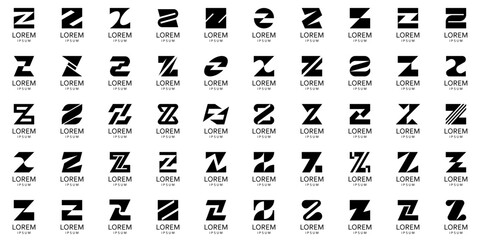 Poster - Logos collection with letter Z. Geometric abstract logos. Icon design

