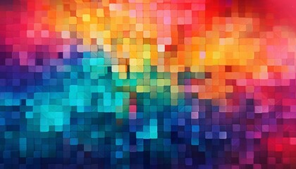Fototapete - Pixel abstract trendy vivid bright clear colors multicolored pattern background illustration.