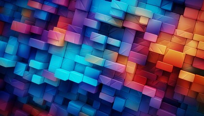 Fototapete - Pixel abstract trendy vivid bright clear colors multicolored pattern background illustration.